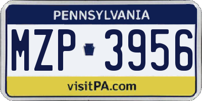 PA license plate MZP3956