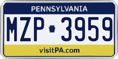 PA license plate MZP3959