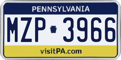 PA license plate MZP3966