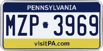 PA license plate MZP3969