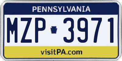PA license plate MZP3971