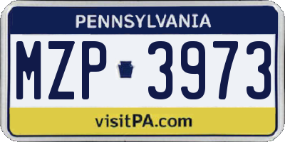 PA license plate MZP3973