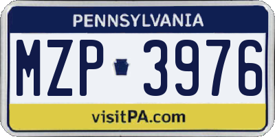 PA license plate MZP3976