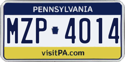 PA license plate MZP4014
