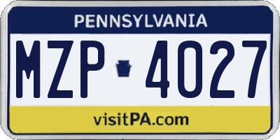 PA license plate MZP4027
