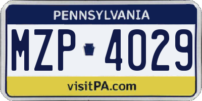 PA license plate MZP4029
