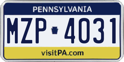 PA license plate MZP4031