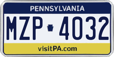 PA license plate MZP4032