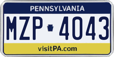 PA license plate MZP4043
