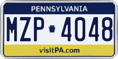 PA license plate MZP4048