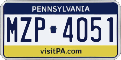 PA license plate MZP4051
