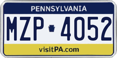 PA license plate MZP4052