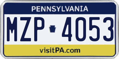 PA license plate MZP4053