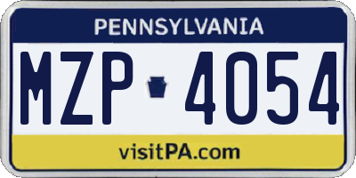 PA license plate MZP4054