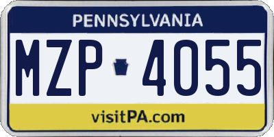 PA license plate MZP4055