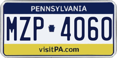 PA license plate MZP4060
