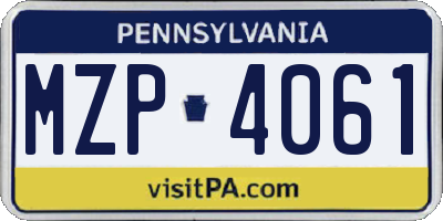 PA license plate MZP4061