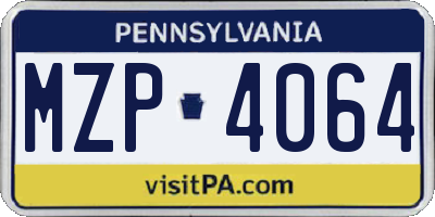 PA license plate MZP4064
