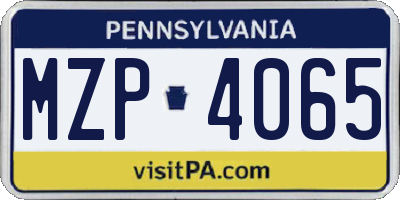 PA license plate MZP4065