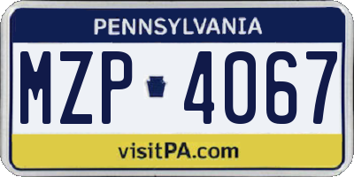 PA license plate MZP4067