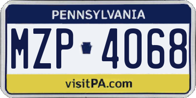 PA license plate MZP4068