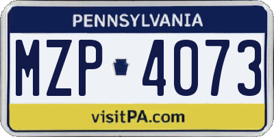 PA license plate MZP4073