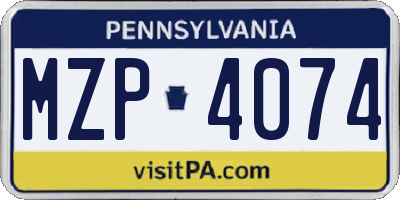 PA license plate MZP4074