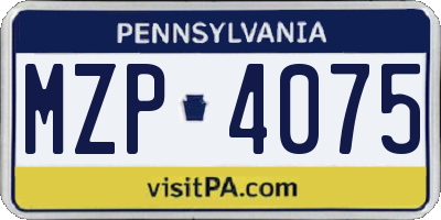 PA license plate MZP4075