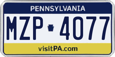 PA license plate MZP4077