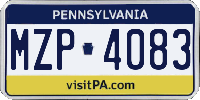 PA license plate MZP4083