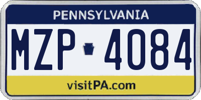 PA license plate MZP4084