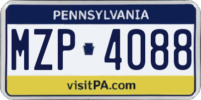 PA license plate MZP4088