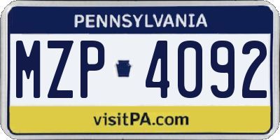 PA license plate MZP4092