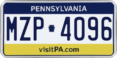 PA license plate MZP4096