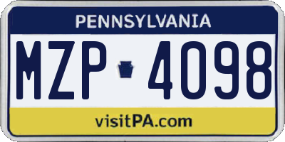 PA license plate MZP4098