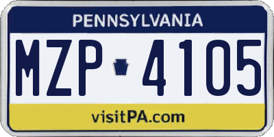 PA license plate MZP4105