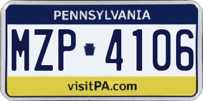 PA license plate MZP4106