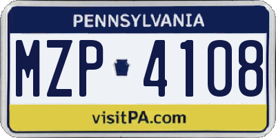 PA license plate MZP4108