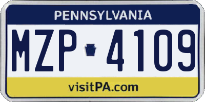 PA license plate MZP4109
