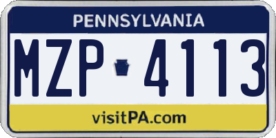 PA license plate MZP4113