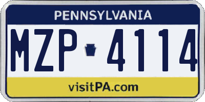 PA license plate MZP4114