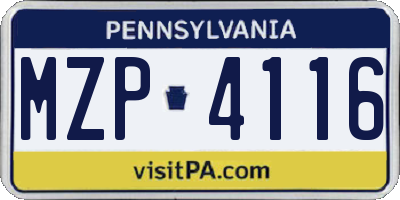 PA license plate MZP4116