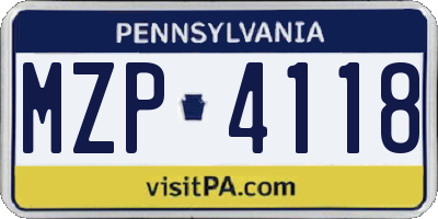 PA license plate MZP4118