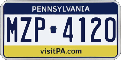 PA license plate MZP4120