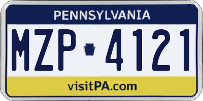 PA license plate MZP4121