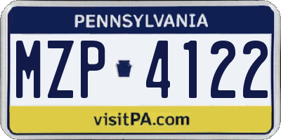 PA license plate MZP4122