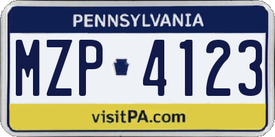 PA license plate MZP4123