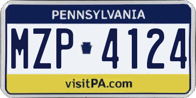 PA license plate MZP4124
