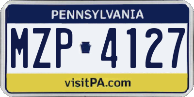 PA license plate MZP4127