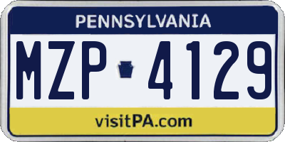 PA license plate MZP4129